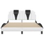 Estructura cama cabecero cuero sintético blanco negro 140x200cm de , Camas y somieres - Ref: Foro24-3208102, Precio: 232,96 €...