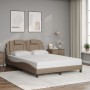 Estructura de cama con LED cuero sintético capuchino 140x200 cm de , Camas y somieres - Ref: Foro24-3214026, Precio: 225,11 €...