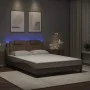 Bed frame with LED lights in synthetic cappuccino leather 140x200 cm by , Beds and slatted bases - Ref: Foro24-3214026, Price...