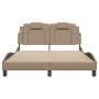 Estructura de cama con LED cuero sintético capuchino 140x200 cm de , Camas y somieres - Ref: Foro24-3214026, Precio: 225,11 €...