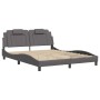 Estructura de cama con luces LED cuero PE gris 160x200 cm de , Camas y somieres - Ref: Foro24-3214032, Precio: 241,81 €, Desc...