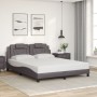 Estructura de cama con luces LED cuero PE gris 160x200 cm de , Camas y somieres - Ref: Foro24-3214032, Precio: 241,81 €, Desc...