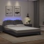 Estructura de cama con luces LED cuero PE gris 160x200 cm de , Camas y somieres - Ref: Foro24-3214032, Precio: 241,81 €, Desc...