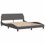 Estructura de cama con luces LED cuero PE gris 160x200 cm de , Camas y somieres - Ref: Foro24-3214032, Precio: 241,81 €, Desc...