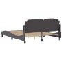 Estructura de cama con luces LED cuero PE gris 160x200 cm de , Camas y somieres - Ref: Foro24-3214032, Precio: 241,81 €, Desc...