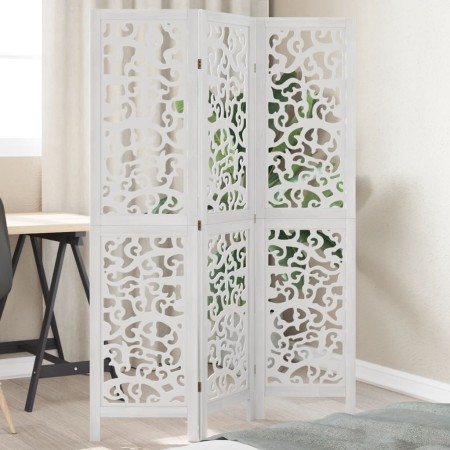 Biombo separador de 3 paneles madera maciza Paulownia blanco de , Divisores de ambientes - Ref: Foro24-358733, Precio: 87,76 ...