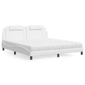 Bed with white synthetic leather mattress 180x200 cm by , Beds and slatted bases - Ref: Foro24-3208811, Price: 450,46 €, Disc...