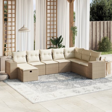 Juego de sofás de jardín con cojines beige 8 pzas ratán PE de , Conjuntos de jardín - Ref: Foro24-3264514, Precio: 545,78 €, ...