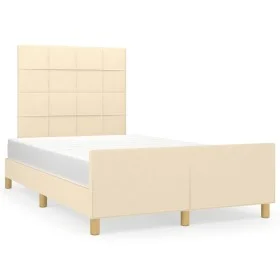 Bed frame with cream fabric headboard 120x190 cm by , Beds and slatted bases - Ref: Foro24-3270518, Price: 184,07 €, Discount: %