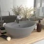 Luxuriöses ovales Waschbecken mit mattem hellgrauem Keramiküberlauf von vidaXL, Sinkt - Ref: Foro24-146938, Preis: 70,71 €, R...