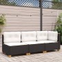 Sofá de jardín de 3 plazas con cojines ratán sintético negro de , Sofás de exterior - Ref: Foro24-365920, Precio: 199,43 €, D...