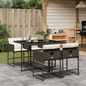 Set comedor de jardín 5 piezas y cojines ratán sintético marrón de , Conjuntos de jardín - Ref: Foro24-3278024, Precio: 352,1...
