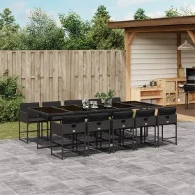 Set de comedor jardín 11 pzas con cojines ratán sintético negro de , Conjuntos de jardín - Ref: Foro24-3278058, Precio: 898,2...
