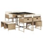 Set comedor de jardín 9 pzas con cojines ratán sintético beige de , Conjuntos de jardín - Ref: Foro24-3278085, Precio: 352,59...