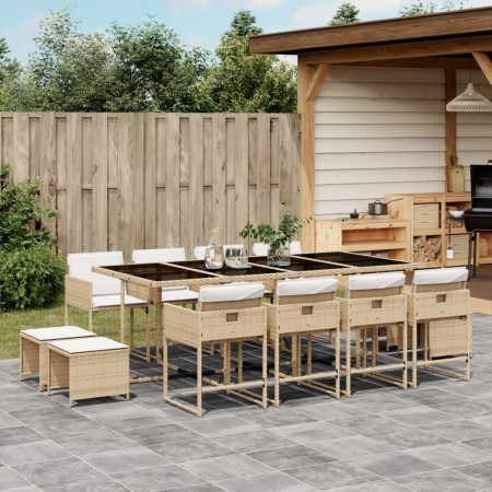 Set comedor de jardín con cojines 13 pzas ratán sintético beige de , Conjuntos de jardín - Ref: Foro24-3278109, Precio: 661,6...