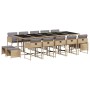 Set comedor de jardín con cojines 15 pzas ratán sintético beige de , Conjuntos de jardín - Ref: Foro24-3278123, Precio: 781,8...