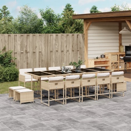 Set comedor de jardín con cojines 15 pzas ratán sintético beige de , Conjuntos de jardín - Ref: Foro24-3278121, Precio: 785,2...