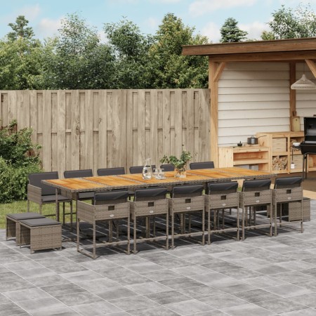 Set comedor de jardín 17 pzas y cojines ratán sintético gris de , Conjuntos de jardín - Ref: Foro24-3278137, Precio: 953,10 €...