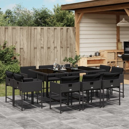 Set de comedor jardín 11 pzas con cojines ratán sintético negro de , Conjuntos de jardín - Ref: Foro24-3278154, Precio: 541,6...