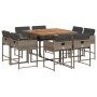 Set comedor jardín 9 pzas y cojines ratán sintético gris de , Conjuntos de jardín - Ref: Foro24-3278149, Precio: 437,67 €, De...