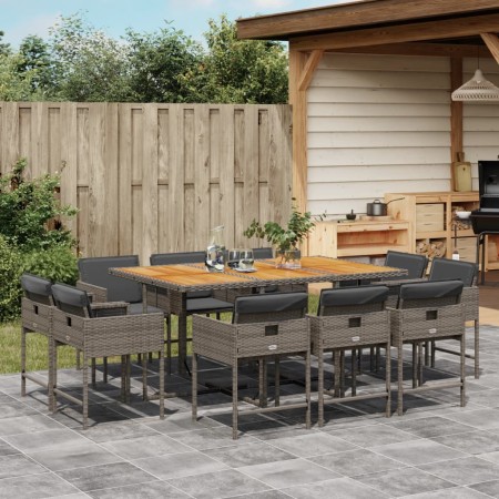 Set de comedor de jardín 11 pzas y cojines ratán sintético gris de , Conjuntos de jardín - Ref: Foro24-3278161, Precio: 578,1...