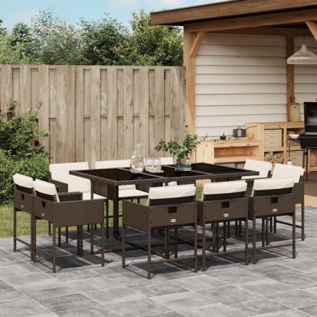 Set comedor de jardín 11 pzas y cojines ratán sintético marrón de , Conjuntos de jardín - Ref: Foro24-3278156, Precio: 558,32...