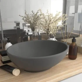 Lavabo de lujo ovalado cerámica gris oscuro mate 40x33 cm de vidaXL, Lavabos - Ref: Foro24-146928, Precio: 55,82 €, Descuento: %