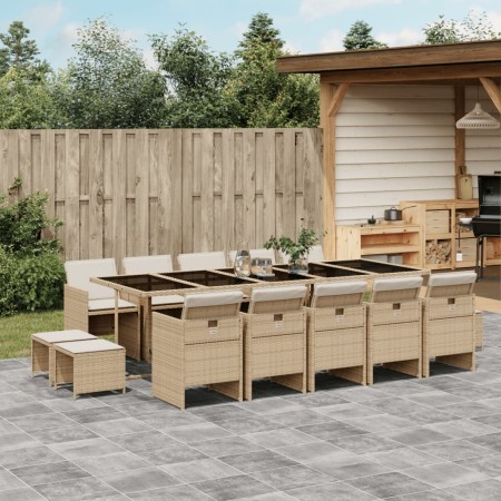 Set comedor de jardín con cojines 15 pzas ratán sintético beige de , Conjuntos de jardín - Ref: Foro24-3277761, Precio: 940,7...