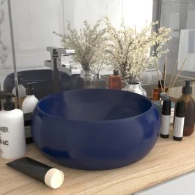Mattes dunkelblaues rundes Luxuswaschbecken aus Keramik 40x15 cm von vidaXL, Sinkt - Ref: Foro24-147001, Preis: 76,79 €, Raba...