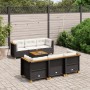 Set de sofás de jardín 7 pzas con cojines ratán sintético negro de , Conjuntos de jardín - Ref: Foro24-3261737, Precio: 489,2...