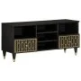 Solid mango wood TV stand 100x33x46 cm by , CD and DVD storage - Ref: Foro24-358338, Price: 71,09 €, Discount: %