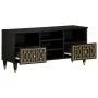 Solid mango wood TV stand 100x33x46 cm by , CD and DVD storage - Ref: Foro24-358338, Price: 71,09 €, Discount: %