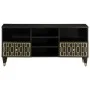 Solid mango wood TV stand 100x33x46 cm by , CD and DVD storage - Ref: Foro24-358338, Price: 71,09 €, Discount: %