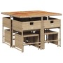 Set comedor de jardín 9 pzas con cojines ratán sintético beige de , Conjuntos de jardín - Ref: Foro24-3278091, Precio: 365,71...