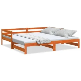 Sofá cama nido madera maciza de pino marrón cera 90x190 cm de , Camas y somieres - Ref: Foro24-847160, Precio: 136,23 €, Desc...