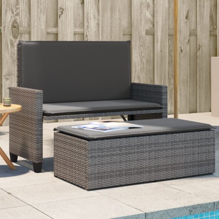 Banco de jardín con cojines y reposapiés ratán sintético gris de , Bancos de jardín - Ref: Foro24-368409, Precio: 243,90 €, D...