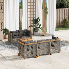 Set de muebles de jardín 6 pzas y cojines ratán sintético gris de , Conjuntos de jardín - Ref: Foro24-3261735, Precio: 520,07...