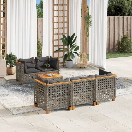 Set de muebles de jardín 6 pzas y cojines ratán sintético gris de , Conjuntos de jardín - Ref: Foro24-3261735, Precio: 520,07...