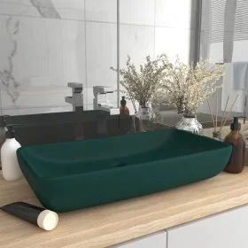 Lavabo rectangular de lujo cerámica verde oscuro mate 71x38cm de vidaXL, Lavabos - Ref: Foro24-146959, Precio: 122,68 €, Desc...