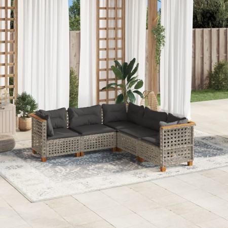 Juego de sofás jardín con cojines 5 pzas ratán sintético gris de , Conjuntos de jardín - Ref: Foro24-3261825, Precio: 432,51 ...