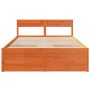 Estructura cama con cajones madera pino marrón cera 120x200 cm de , Camas y somieres - Ref: Foro24-3282353, Precio: 285,64 €,...