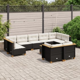 Set de sofás de jardín 10 pzas cojines ratán sintético negro de , Conjuntos de jardín - Ref: Foro24-3261995, Precio: 663,94 €...