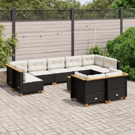 Set de sofás de jardín 10 pzas cojines ratán sintético negro de , Conjuntos de jardín - Ref: Foro24-3261995, Precio: 663,94 €...