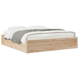 Estructura de cama madera maciza de pino 180x200 cm de , Camas y somieres - Ref: Foro24-3282366, Precio: 199,59 €, Descuento: %