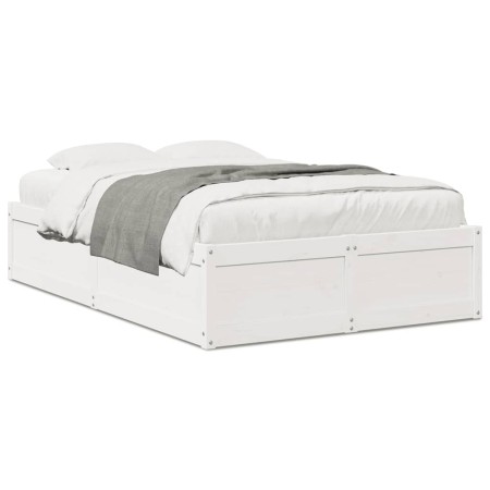 Estructura de cama madera maciza de pino blanco 135x190 cm de , Camas y somieres - Ref: Foro24-3282385, Precio: 206,26 €, Des...