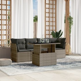 Juego de sofás jardín con cojines 5 pzas ratán sintético gris de , Conjuntos de jardín - Ref: Foro24-3266350, Precio: 328,38 ...