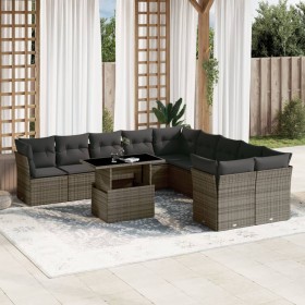 Set de sofás de jardín 11 pzas y cojines ratán sintético gris de , Conjuntos de jardín - Ref: Foro24-3266880, Precio: 677,16 ...