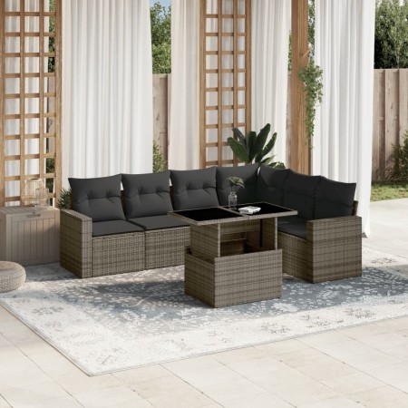 Set de sofás de jardín 7 pzas con cojines ratán sintético gris de , Conjuntos de jardín - Ref: Foro24-3267300, Precio: 464,49...