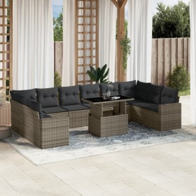 Set de sofás de jardín 11 pzas y cojines ratán sintético gris de , Conjuntos de jardín - Ref: Foro24-3267520, Precio: 684,98 ...