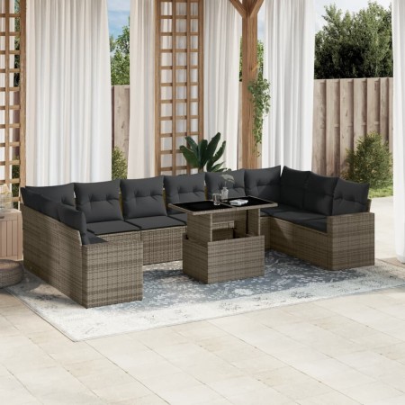 Set de sofás de jardín 11 pzas y cojines ratán sintético gris de , Conjuntos de jardín - Ref: Foro24-3267520, Precio: 684,98 ...